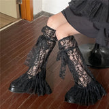 DAIIIBABYYY  -  Y2k Sweet Lace Leg Cover Cover Plush Star Lolita Love Cute Lace Summer Thin Stockings Leg Warmers Japanese JK Accessories Sock