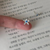 Daiiibabyyy  Sweet Cute Silver Color Flower Stud Earrings for Women Simple Exquisite Mini Small Earrings Students Daily Jewelry Accessories