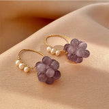 Daiiibabyyy  Original Grape Design Purple Opal & Freshwater Pearl 14K Gold Filled Female Drop Earrings Promotion Jewelry For Women No Fade
