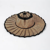 Daiiibabyyy  Plaid Print Ruffle Wide Brim Bucket Hat Foldable Sun Protection Loose Fit Summer Women Straw Hat Casual Chic Lady Sombrero