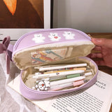 Daiiibabyyy  Children's Pencil Cases Cartoon Girl Cherry Cute Japanese Kawaii Sweet Large Capacity Multifunctional High-quality Storage Bags