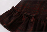 DAIIIBABYYY  -  Homemade Autumn Winter Vintage Vest Dress French New Year Atmosphere Cherry Red Plaid Woolen Vest Skirt Classic Bow Plaid Dress