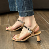 DAIIIBABYYY  -  White Black Woman Ankle Strap Sandals Leather Cross-Tied High Heels Shoes Sexy Lace Up Party Pumps shoe Size 35-42