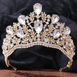Daiiibabyyy  Luxury High Quality Royal Queen Wedding Crown for Women Large Crystal Banquet Veil Tiara Party Costume Hair Ornament