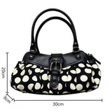 Daiiibabyyy  Retro Y2k Polka Dot Motorcycle Underarm Bag Stylish Women's Belt Buckle Design Shoulder Bag Niche Rivet Patchwork Design Handbag