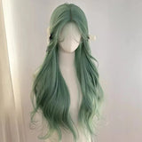 Daiiibabyyy  24inch Green Women Wig Cosplay Wig Hair Extensions Synthetic Natural Wavy Hair Green Hairpiece for Women St.Patrick Cosplay Use