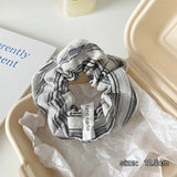 Daiiibabyyy  Korean Stripe Hair Scrunchies Tie Elegant Simple Large Hair Ropes Rubber Bands Ponytail Headwear Hair Accessories For Girls New