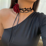Daiiibabyyy Romantic Gothic  Phantom Flower Clavicle Chain Necklace for Women Ladies Korean Fashion Adjustable Rope Choker Y2K Accessories