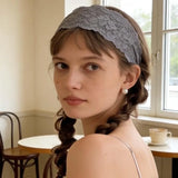 Daiiibabyyy  Korean Sweet Lace Floral Headband for Women Girls Solid Color Hair Hoop Washing Face Hairband Headwrap Fashion Girls Streetwear