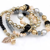 Daiiibabyyy 4Pcs Bohemia Tassels Charm Beaded Bracelet Set for Women Boho Crystal Beads Chain Wrap Bangle Female Fashion Jewelry Gift