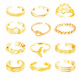 DAIIIBABYYY  -  12pcs/set Decorative Korean Style Alloy Toe Ring Set Women Toe Ring Open Ring Beach Foot Accessories Foot Ring Fashion Jewelry