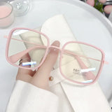 DAIIIBABYYY  -  Large Square Frame Woman Glasses Ins Girl Fashion Transparent Reading Glass High-definition Anti-blue Light Computer Eyeglass