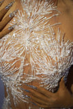 DAIIIBABYYY  -  Sparkly Rhinestones Pearls Snow Short Dress Elegant Celebrate Evening Wedding Prom Gown Birthday Dress Photograph Wear Xuehua