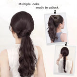 Daiiibabyyy  16inch Wavy Hair Ponytail Extensions Wig Synthetic Natural Wavy Claw Clip in Ponytail Hairpiece for Women Girls Daily Party Use