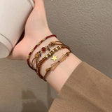 DAIIIBABYYY  -  3 Pcs Retro Brown Crystal Beads Bracelets Set Women Men Bohemia Braided Rope Chain Bracelets Bangles Ethnic Wristbands Jewelry