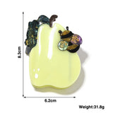 Daiiibabyyy  Y2K Cartoon Bee Pear Pattern Hairpin For Women Niche Creative Color Matching Fruit Dopamine Versatile Shark Clip Summer