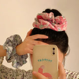 DAIIIBABYYY  -  French Romantic Idyllic Floral Scrunchies Flowers Wrinkled Large Hair Ties Ropes Gray Yellow Elegant Ponytail Holder Headwear