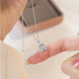 Daiiibabyyy New 925 Sterling Silver Necklace  Luxury Rhine Topaz Pendant Sapphire Necklace  Banquet Glamour Jewelry for Women Engagement