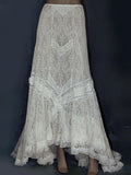 DAIIIBABYYY  -  Women High Waist Skirt Sweet White Elegant Guipure Lace Ruffle Trim Asymmetric Hem Vintage Casual Transparent Maxi Skirt 2025