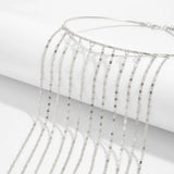Daiiibabyyy  Bohemian Geometric Circular Collar Gold Silver Tassel Necklace Punk Style Personalized Metal Chain Choker Collarbone Chain