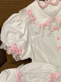 DAIIIBABYYY  -  Lolita Kawaii Lace Patchwotk Shirt Y2k Aesthetic Doll Collar Grunge Blouse Women Japanese Sweet Shirts Contrast Color Bow Femme