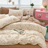 DAIIIBABYYY  -  New Little Fresh Pure Cotton Four Piece Set with 40 Thread Count All Cotton Bedding Ins Bed Sheet and Quilt Set with 4