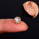 DAIIIBABYYY  -  1pcs New Style Stainless Steel Ear Piercing Cz Stud Earrings Snake Moon Round Ball Arc Cartilage Helix Conch Screw Back Earring