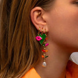 Daiiibabyyy  Personality Jewelry Accessories Enamel Fish Earrings Lip Alloy Charms Ear Buckle Dripping Oil Starfish Hoop Earrings Girls