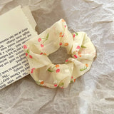 DAIIIBABYYY  -  2024 Simple Sunny Cherry Mesh Scrunchies Large Hair Ropes Ties Women Elegant Up-do Hair Bands Gum Ponytail Holder White Headwear