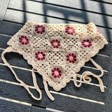 Daiiibabyyy  New Spring Summer Travel Headgear Handmade Knitted Headband Women Japan Korea Sweet Strap Headscarf Photo Triangle Towel