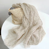 Daiiibabyyy  Pure Linen Soft Scarves Women Polka Dot Retro Design Scarf Summer Travelling Long Scarves Breathable Thin Shawl 65x180cm