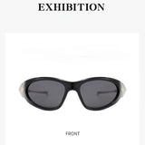 Daiiibabyyy  American Style Spicy Girl with A High-end Feel Y2K Cyberpunk Personality Sunglasses Women's Trendy Concave Shaped Sunglasses