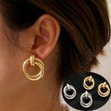 Daiiibabyyy Vintage Gold Color Twist Multilayer Drop Earrings for Women Classic Earrings for Women Metal Style Trendy Jewelry Party Gift