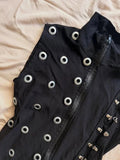 Daiiibabyyy  Y2k Aesthetic Black Hollow Out Rivet Tank Top Women Streetwear Stand Neck Casual Camisole Harajuku Grunge Vintage Zipper Vest