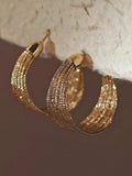 Daiiibabyyy  Vintage Metal Multi-layer Coil C-shaped Earrings Women Exaggerated Fashion Jewelry Daily Temperament Accessories