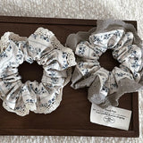 Daiiibabyyy -  French Sweet Girl Blue Fragmented Flower Large Intestine Hair Hoop Women's Fresh Ballet Style Hair Rope Headband HairAccessories