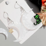 Daiiibabyyy  Halloween Cute Acrylic Star Moon Skull Cat Drop Earrings Fashion Resin Big Animals Earring for Women Girls New Jewelry Gift
