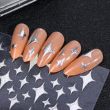 Laser Stars Nail Sticker 5D Realistic Silver Glitter Shiny Self Adheisve Y2K Style Decals Manicure Charms Nail Art Accessories