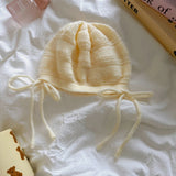 Daiiibabyyy  Ins Cute Bow Strap Knitted Beanies Cap Y2K Spring and Autumn Travel Thin Breathable Versatile Casual Sweet Woman's Hats