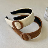 Daiiibabyyy  1pc Acrylic Circle Headbands Beige Brown Canvas Wide Padded Headband Vintage Fashion Hair Accessories For Women Girls Daily