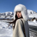 Daiiibabyyy  Lamb Fur Cap Solid Color Men Women Pilot Hat Anti-cold Warmer Faux Fur Pilot Cap Adjustable Soft Ear Protection Hat Daily