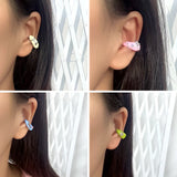 Daiiibabyyy   -  Harajuku Colorful Dropping Glaze Ear Clip Earrings Y2K Dopamine Accessories Cool Bow Clip Earings for Girls Women Jewelry Gift