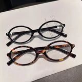 DAIIIBABYYY  -  Y2K Girls Retro Oval Frame Glasses Women Female Leopard Cool Eyewear Trend Brand Reading Computer Anti Blue Light Eyeglasses