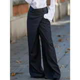 DAIIIBABYYY  -  Women's Suit Pants Gray Black Wide Leg Trouser New Fashion Asymmetric High Waisted Split-Joint Spring Female Clothing