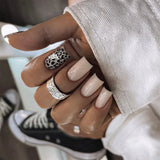 Daiiibabyyy  3D Bowknot Pearl Wearable Nail Art Fashion Leopard French Nude Almond Fake Nails Detachable Finished False Nails Press on Nails