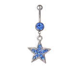 Daiiibabyyy  Korean Fashion Shiny Crystal Star Belly Rings Sexy Pink Cute Body Accessories Belly Piercing Y2K Charms Accessories