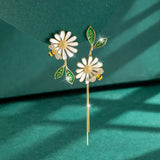 DAIIIBABYYY  -   New Simple Daisy Flower Pendant Hoop Earrings for Women Korean Sweet Cute Hanging Earrings Girl Wedding Party Jewelry Gifts