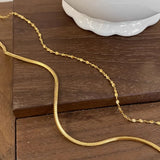 Daiiibabyyy  New Double Layer Necklace Women's Simple Fashion Petal Chain Necklace Design Jewelry Gift Women's Necklace Set for Daily Jewelry