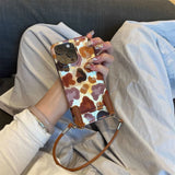 Daiiibabyyy  Vortex print IND graffiti leopard print phone case with handheld lanyard for iPhone 11 12 13 14 15 16  17 Pro Max