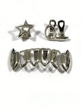 Daiiibabyyy  Fashionable Dental Jewelry With Stars/Hollowed-Out Horizontal Bars/Four-Hollowed-Out Lower Teeth Hip-Hop Dental Jewelry